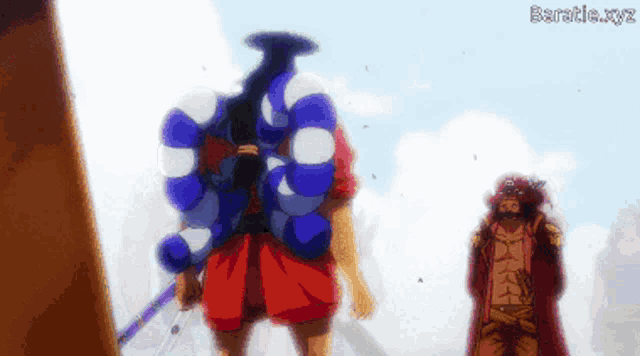 a man in a red cape is standing next to another man in a red cape with the words baratie.xyz written below them