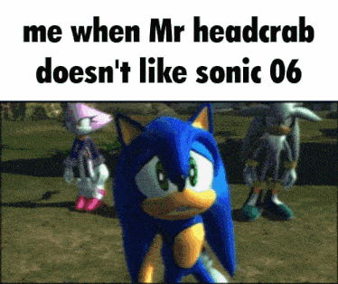 a screenshot of sonic the hedgehog with the caption me when mr headcrab doesn 't like sonic 06