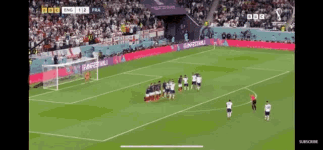 a soccer game between england and france is being broadcasted on bbc