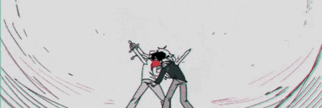 a drawing of two people hugging each other