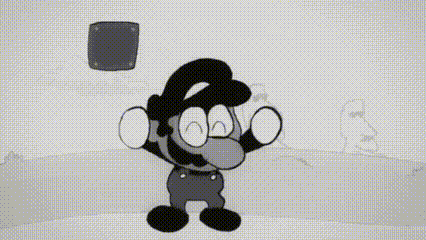 a black and white cartoon of a cartoon character with a hammer on his head