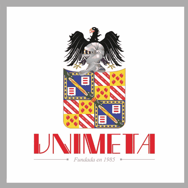 a logo for unimeta with a knight and eagle on a shield