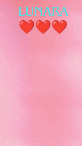 the word lunara is on a pink background with hearts