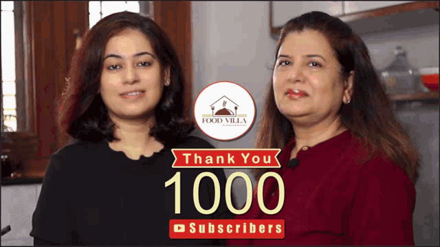 two women are standing next to each other with the words thank you 1000 subscribers on the bottom