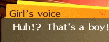 a sign that says girl 's voice huh ? that 's a boy