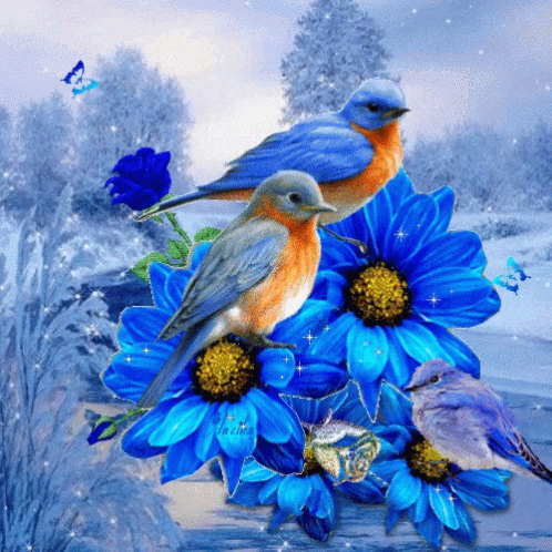 Flowers Bird GIF - Flowers Bird Blue GIFs
