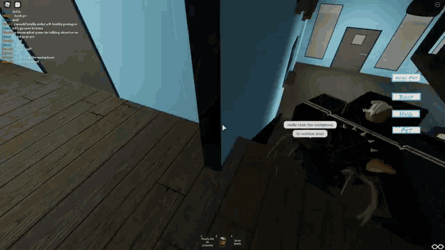 a screenshot of a video game shows a person talking to another person and the word pet is on the screen