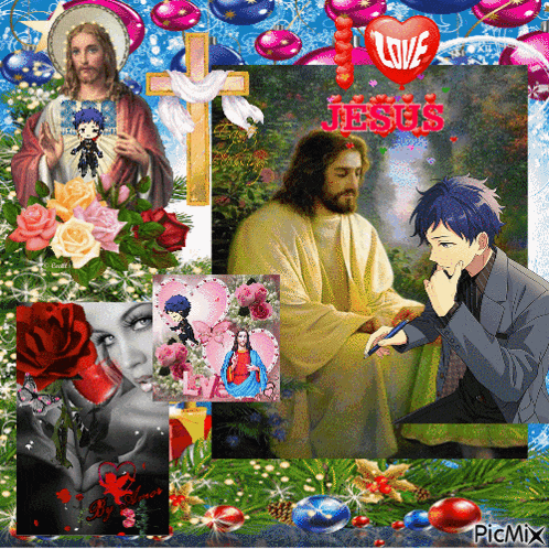 a collage of pictures with the word jesus at the bottom