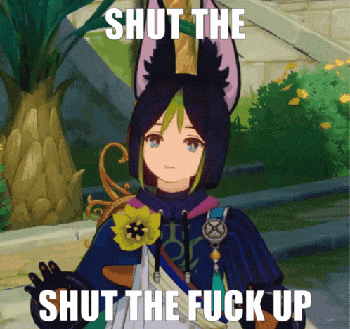 a picture of a girl with bunny ears and the words shut the fuck up