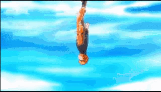 a cartoon character is upside down in the air