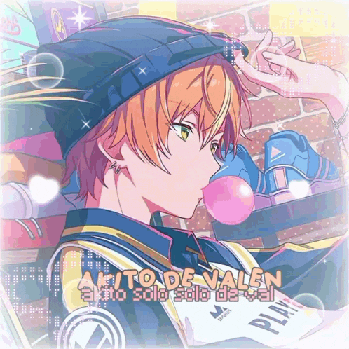 a boy blowing a pink bubble with the words alto de valen written below him