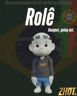 a cartoon character with a hoodie that says role on it