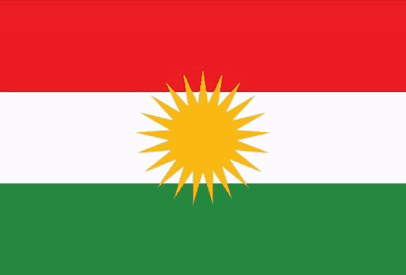 a red white and green flag with a yellow star and the words ez kurd im