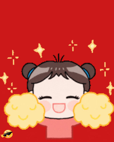 a cartoon of a girl with a red background and the word semangat
