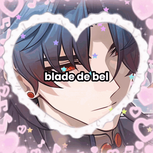 a picture of a man with the words blade de bel written on it