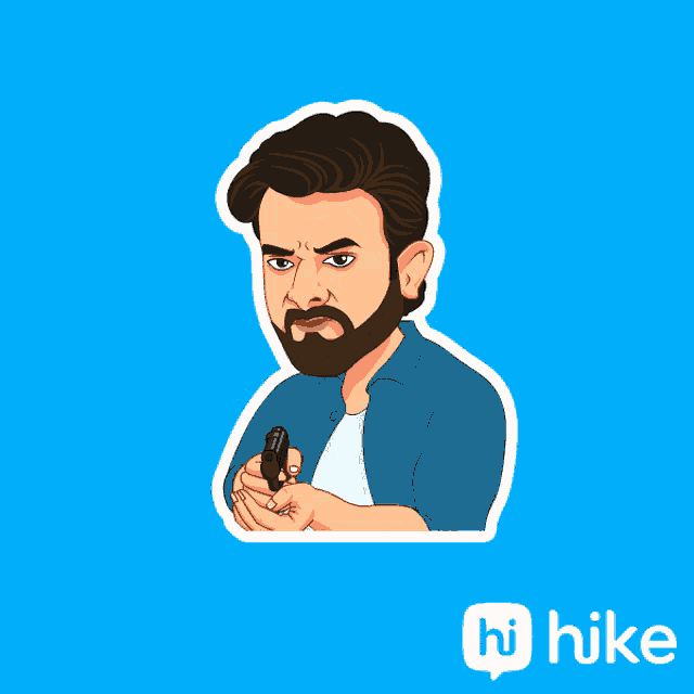 a sticker of a man with a beard pointing at something with the word hi hike below him