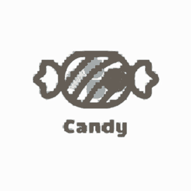 an icon of a candy with the word candy underneath it .