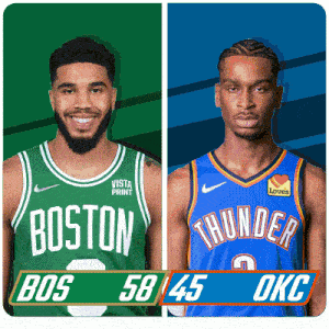 two basketball players from the boston celtics and okc