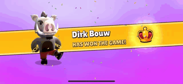 dirk bouw has won the game on a screen