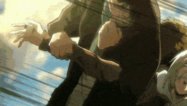 a man is being held by another man in a cartoon
