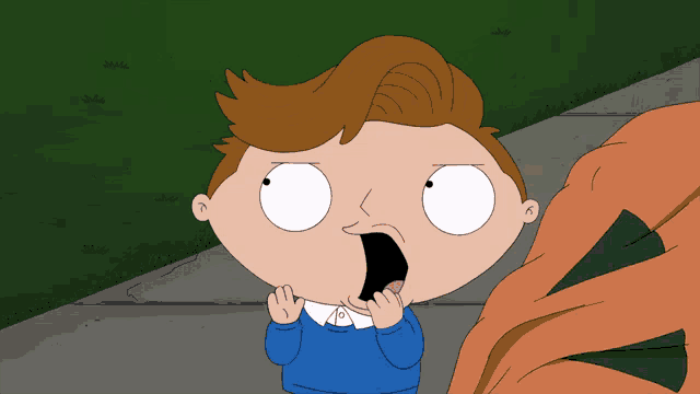 a cartoon of a boy with a surprised expression on his face