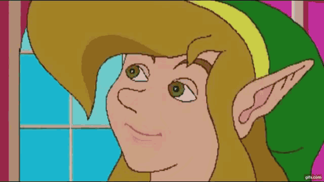 a pixel art drawing of a cartoon character with a big smile on his face .