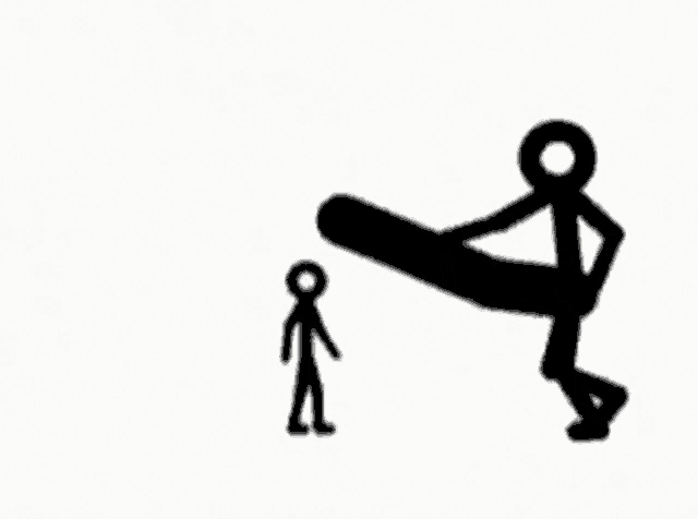two stick figures are standing next to each other on a white background