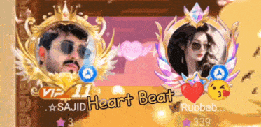a picture of a man and a woman with the words " sajid heart beat " on the bottom