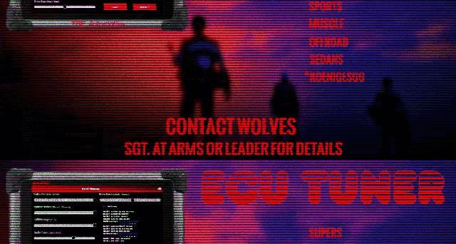 a screen that says contact wolves at the top