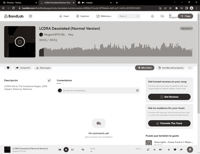 a computer screen shows a song called lcdra desolated normal version