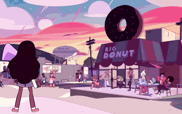 a cartoon illustration of a big donut