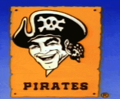 a poster of a smiling pirate wearing a skull and crossbones hat