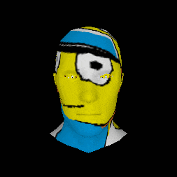 a cartoon drawing of a man 's head with a yellow and white face