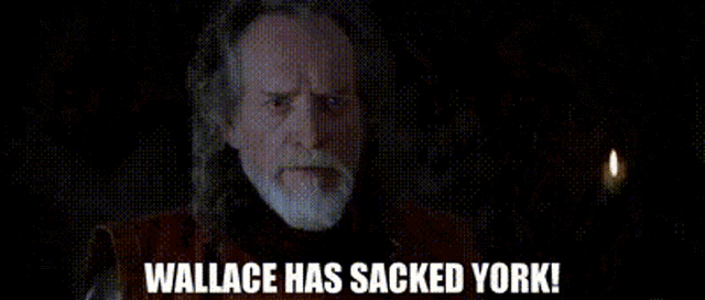 wallace has sacked york is written on the bottom of the screen