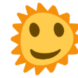a cartoon sun with a smiling face on it 's face