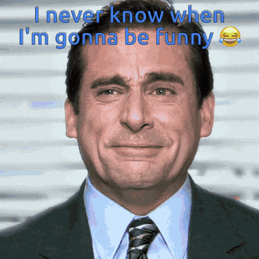 a man in a suit and tie is crying with the words i never know when i 'm gonna be funny