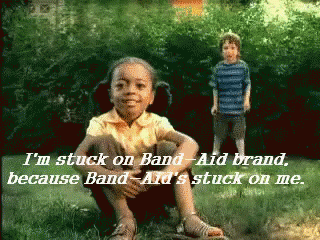 I'M Stuck On Band Aid Brand GIF - Bandaid Stick Stuck GIFs