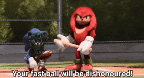 sonic the hedgehog and knuckles the echidna are playing baseball