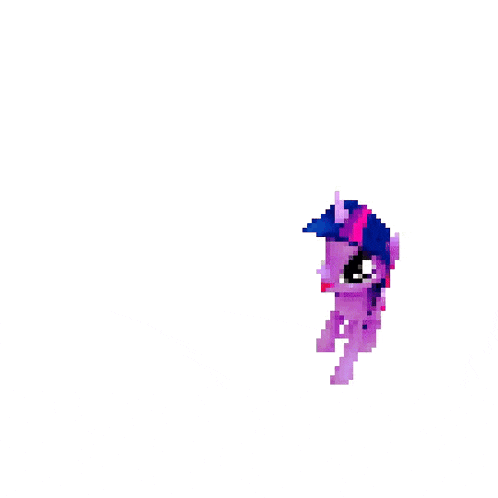 a pixel art of a purple pony wearing a hat