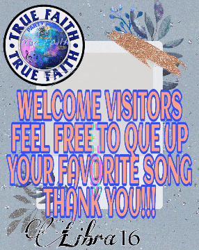a poster that says " welcome visitors feel free to que up your favorite song "