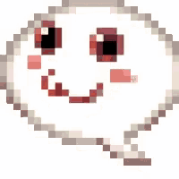 a pixel art illustration of a speech bubble with a smiley face inside of it .