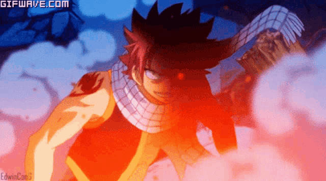 a gif of a fairy tail character with the website gifwave.com at the top