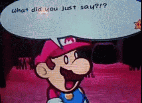 a cartoon character with a speech bubble saying what did you just say