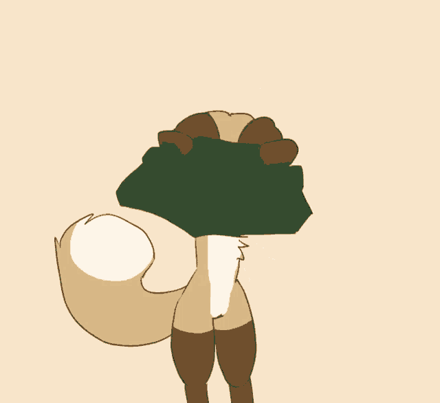 a drawing of a fox wearing a green shirt