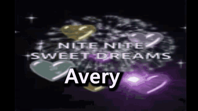 a purple background with hearts and the words nite nite sweet dreams