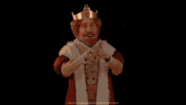 a king with a crown is holding a heart of fire