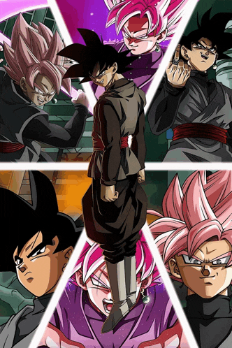 a collage of different versions of goku from dragon ball