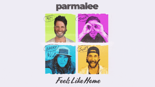 a poster for parmalee feels like home with four portraits of men