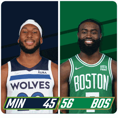 two basketball players from the wolves and boston