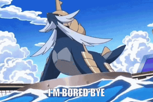 a cartoon character says i 'm bored bye in the ocean